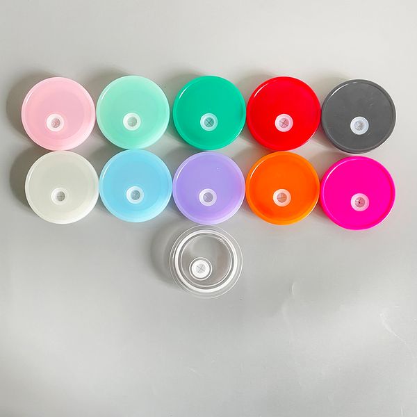 Couvercle réutilisable en plastique pp acrylique de remplacement multicolore en gros sans BPA pour boîte en verre de diamètre 2,7 pouces 16 oz et boîte en verre boule à neige à double paroi