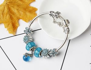 Vente en gros - Bracelets porte-bonheur en verre de Murano Perle de Noël Charmes en cristal CZ Balancent pour les femmes Original DIY Style de bijoux Fit Pandora