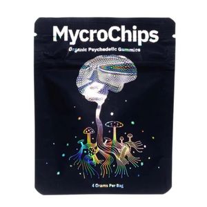 Vente en gros Mycrochips Gummy Gummies Sac 4G Champignons Bonbons Sacs Mylar vides