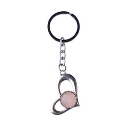 Groothandel Natura Gemstone Love Alloy Pendant Key Chain Amethyst Green Aventurine Powder Crystal Sieraden Making