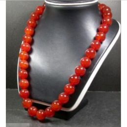 Collier de perles de Jade rouge naturel, vente en gros, 12mm, Glamour, mode