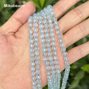 En gros naturel 5,8 à 6 mm 7,5 mm topaze bleu pèle en vrac rond pour fabriquer des bijoux BRACET DE COCLOR DIY MIKUBEADS 240510