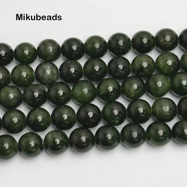 En gros naturel 8 mm 9510 mm russe jade néphrite lisse rond perles lâches pour fabriquer des bijoux collier de bracelet bricolage 38cm 231221