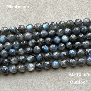 Natural en gros A 8 mm 10 mm 12 mm Labradorite Facette à facettes Round Perles en vrac pour les bijoux Making DIY Bracelets Collier 240510
