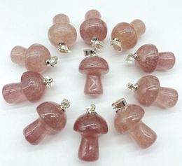 Groothandel Natuurlijk Gem Stone Quartz Crystal Amethyst Opal Mushroom Pendant voor doe -het -zelf -sieraden Making Necklace Accessories 20 Stcs