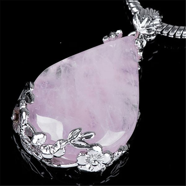 Vente en gros - Pendentif goutte d'eau en cristal de quartz rose naturel Reiki guérissant une belle gemme naturelle