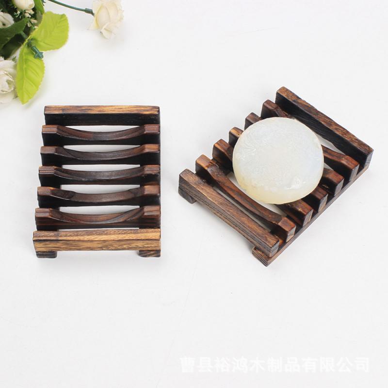 wholesale Natural Wooden Bamboo Soap Dish Tray Holder Storage Rack Box Container for Bath Shower Plate Bathroom DH77