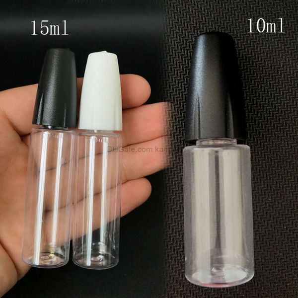 Mini bouteille à aiguille portable Plastique Long Tip mince animal de compagnie pour Eliquid 10ml 15 ml Vide E Liquid Juice Propper Proposez avec capuchon pour enfants pour bouteilles de trou de trou d'huile