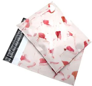 wholesale Nuevo 100 unids Moda Pink Flamingo patrón Poly Mailers Bolsas de sobres de correo de plástico autoselladas