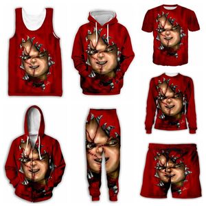 Groothandel - Nieuwe Aankomst Populaire Horror Movie Chucky Mannen Dames 3D Printing Harajuku Stijl T-shirt / Hoodies / Sweatshirts / Broek / Shorts / Vest / Zipper Hoodies G05