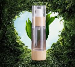 wholesale Nueva botella de embalaje cosmético de bambú 20 ml 30 ml 50 ml 80 ml 100 ml 120 ml Botellas vacías con bomba de vacío sin aire para crema de maquillaje ZZ