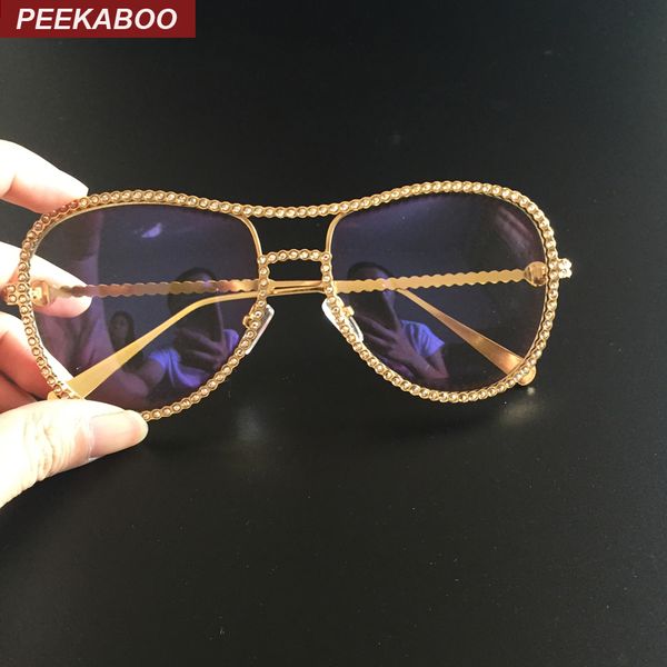 Vente en gros - Nouvelles belles montures de lunettes en strass femmes femmes lunettes de mode surdimensionnées avec lentilles claires or argent métal