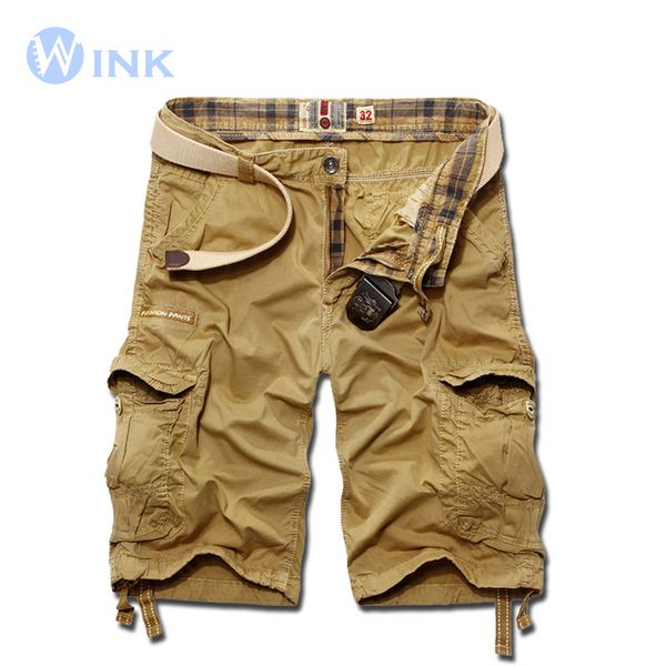 Großhandels-Neue Marke Männer Casual Einfarbig Bermuda Lose Cargo-Shorts Männer Masculina Große Größe Design Multi-Pocket Overalls 4 farben A057