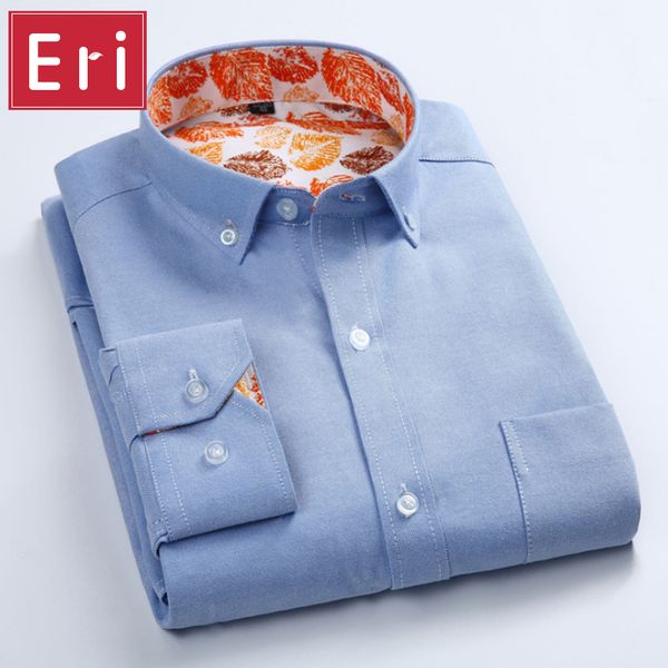 Venta al por mayor- Nuevos hombres Oxford Camisas Vestido casual Hombre Manga larga Slim Fit Camisa de negocios para hombres Camisa Masculina Tamaño asiático S-4XL X445