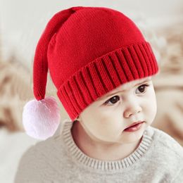 Gros nouveau chapeau de Noël pour enfants hommes et femmes bébé parent-enfant chapeau tricoté chaud mignon chapeau de laine boule de poils automne et hiver