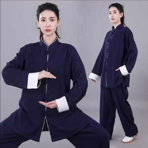 Vente en gros Nouveau Style Chinois Hommes Femmes Haute Qualité Coton Lin Tai Chi Vêtements Printemps Automne Kung Fu Arts Martiaux Sport Costume Veste Pantalon Ensemble