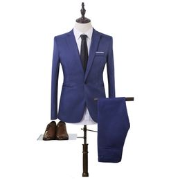 Costumes pour hommes Blazers Vente en gros - Designer Men Fashion Classic Slim Fit Solid Color Robe de mariée formelle Skinny British Style Mens (Veste, + p