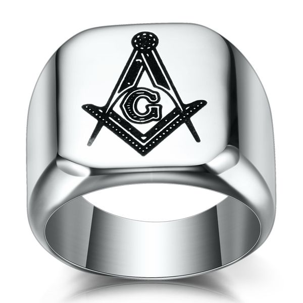 Gros-Nouveau Designer Bague maçonnique en acier inoxydable pour hommes maître maçonnique chevalière gratuit maçon bague bijoux