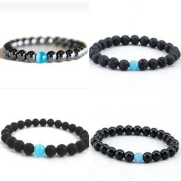 Mode Unisex 8mm Natuurlijke Lava Stone Beaded Strands Armbanden Lucky Sieraden voor vrouwen Mannen Yoga Charm