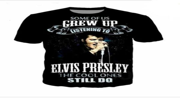 Vente en gros, couples de mode, hommes Presley Funny 3D Imprimé unisexe T-shirts décontractés DX1168286481