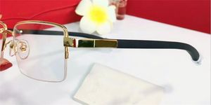 wholesale Nuevo diseñador de moda gafas ópticas 8101028 retro metal medio marco lente transparente patas de madera estilo empresarial simple gafas transparentes