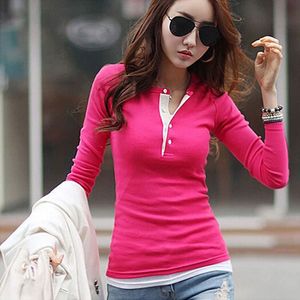 Vente en gros - Nouvelle mode coréenne femmes à manches longues bouton chemises en coton Casual Slim Tops pull chaud