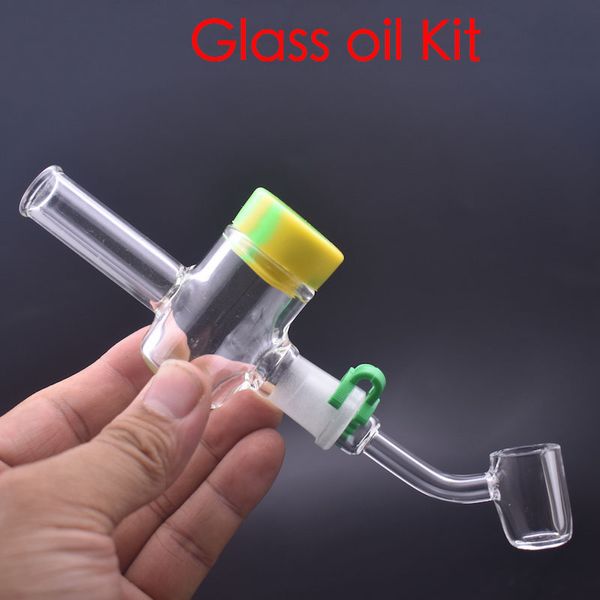 wholesale Nuevo kit de tubos de quemador de aceite de vidrio con colector Recipiente de silicona Reclamador 14 mm Macho de cuarzo banger Dab Straw con clip Keck para plataforma de dab de agua Bong para fumar