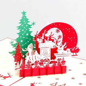 Cartes d'arbre de noël Santa Ride faites à la main, carte de vœux Pop UP créative 3D pour enfants amis, fournitures de fête Festive