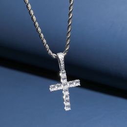 Vente en gros - nouveau collier hip hop pour hommes bijoux véritable pendentif croix en or 18 carats collier hiphop chaîne en acier inoxydable long collier expédition de baisse