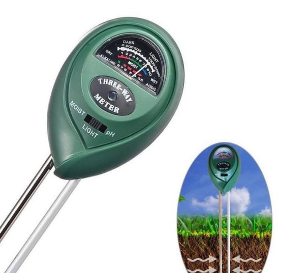 Al por mayor- Nuevo Hot 3 in1 PH Tester Medidor de prueba de luz de humedad del agua del suelo para el kit de flores de plantas de jardín Analizador hidropónico SN1475