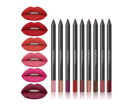 Partihandel Nya Hot Fashion Lipstick Pencil Women's Professional Lipliner Vattentät Läppfodral Penna 13 Färger Makeup Tools