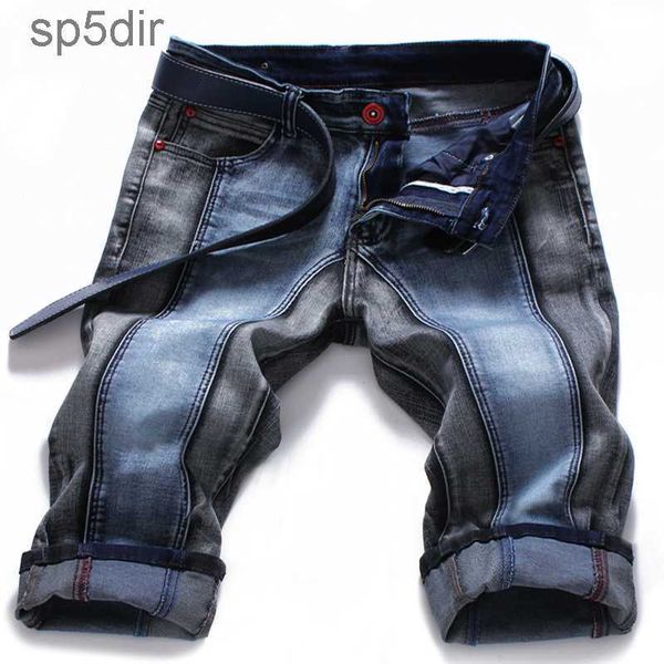 Al por mayor Jeans Jeans Men estilo Patchwork Patchwork Pantalones cortos Denim Alta calidad Casual talla grande Y49K