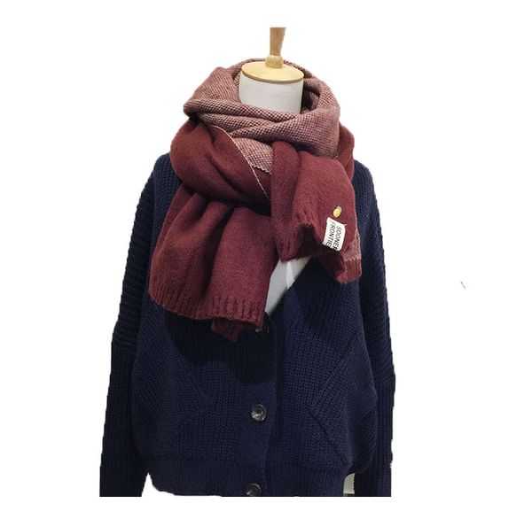 Vente en gros - Nouvelle dame écharpe mignon hiver laine tricotée écharpe chaude douce double face Bufandas Cachecol coton foulards pour femmes hommes