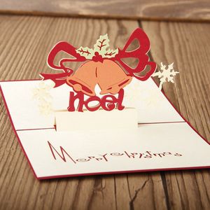 Inviti di carta tagliata al laser Biglietti di auguri di buon Natale fatti a mano 3D Campane di Natale Cartolina Forniture per feste festive