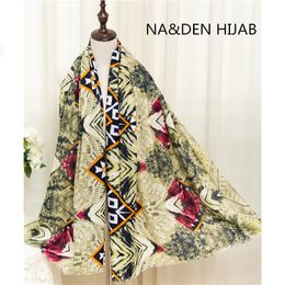 Vente en gros - Nouveau motif léopard style géométrique imprimé femmes foulards écharpe mode hijab enveloppes châles en coton doux islamique musulman 10pcs