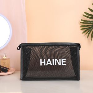 Vente en gros nouvelle maille grande capacité fourre-tout sortie Portable embrayage Portable Transparent voyage lavage et sac de maquillage