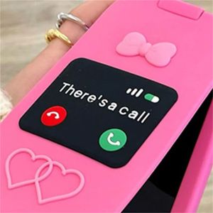 Nuevo espejo de maquillaje plegable rosa rosa rosa hay una llamada de diseño de teléfonos móvil