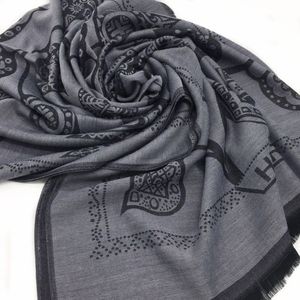Groothandel-Nieuwe product herfst en winter gebreide jacquard blad patroon katoen grijze dame sjaal sjaal maat 200 cm - 71cm