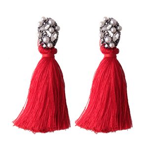 Groothandel-Nieuwe Trendy Mode Luxe Designer Overdreven Vintage Diamond Pearl Long Tassel Oorbellen voor Vrouwen Meisjes