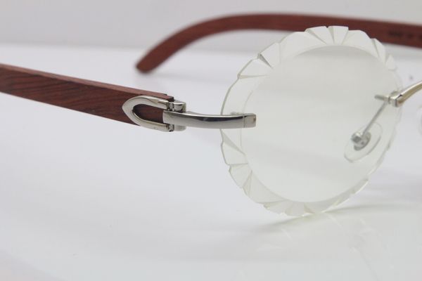 Gros-Nouvelles Lunettes Unisexe En Bois Sans Monture Sculpté Lentille De Coupe T8200761 Vintage Lunettes De Vue Ovale Ovale Chaude Taille De Lunettes: 60-20-135