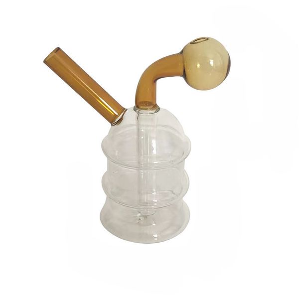 Venta al por mayor más nuevo Pyrex portátil Mini colorido pagoda gruesa quemador de aceite de vidrio filtro de agua plataforma de agua dab Bong Pipe Hookah