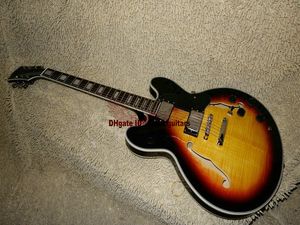 Venta al por mayor, el más nuevo Vintage Sunburst Jazz Guitar, cuello de una pieza, envío gratis