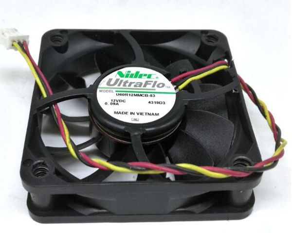 Vente en gros: Nidec 6cm 6015 12V U60R12MMCB-53 0.09A ventilateur de projecteur d'ordinateur industriel à 3 fils avec ventilateur silencieux à double boules