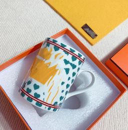 Tasse à café en porcelaine à bordure dorée, style nordique rétro, boissons au thé au lait, grande capacité, vente en gros