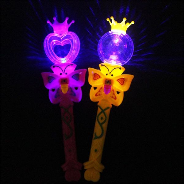 Venta al por mayor- Novedad Niños Luz intermitente Princesa Hada Varita mágica Sticks Girls Party Favor Cheer Supplies 1977 V2