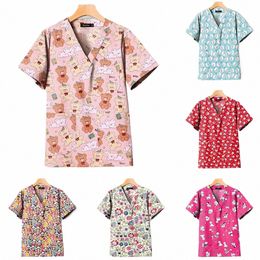 wholesale Infirmière Uniforme Femmes Unisexe Hôpital Accories Médecin Infirmière Chirurgie Scrubs Tops Animal Imprimé Pet Store Vêtements de Travail 22TR #