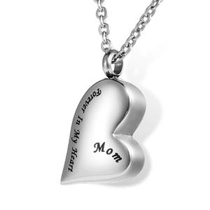 Groothandel Oblique Heart-vormige Urn Memorial Relaticanten Bones Haar Moeder Ketting Kan de Funeral Cremation Sieraden van de parfumfles openen