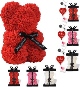 Ours rose à fleurs éternelles, 25cm, vente en gros, cadeau pour la saint-valentin la plus aimée