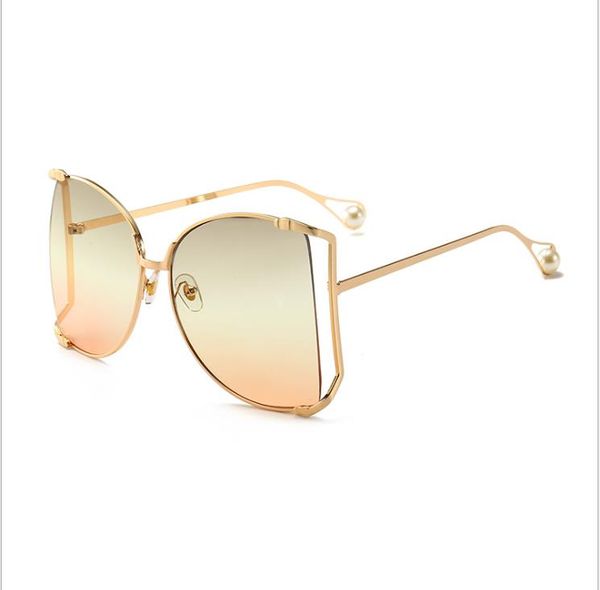 Lunettes de soleil gros-océan, garnitures en métal, lunettes de soleil pour femmes, personnalité perlée, tendance de la mode, lunettes décoratives