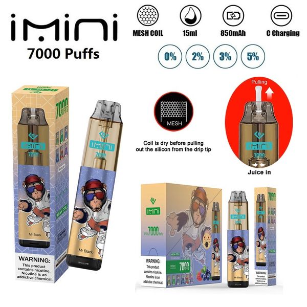 Venta al por mayor OEM / ODM Etiqueta privada o venta al por menor Envío gratuito Flujo de aire Vaper desechable ajustable 7000 Puff Shenzhen E Cig Vape Pen Pods rm Dispositivo vaporizador